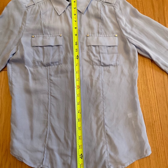 White House Black Market Light Blue Silk Blouse, Size 4 - Picture 7 of 8
